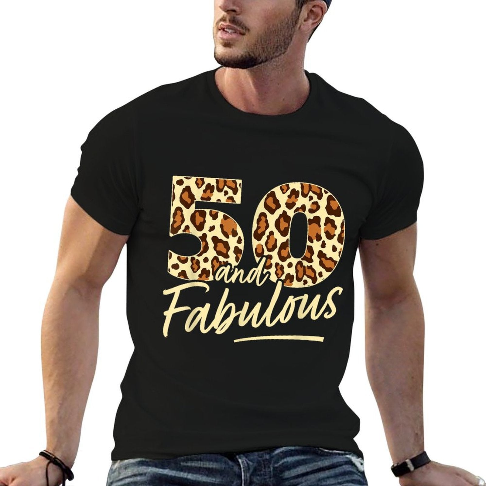 50 Year Woman Leopard Fabulous 50th Birthday  Durable T-Shirt