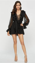 Spring Summer Ruffles Waist Tight Slimming VNeckline Laceup Sexy Waist Trimming Dress Fairy Super Fairy Sweet