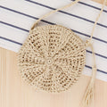 Simple round Tassel Women Crossbody Straw Bag Handmade Shoulder Woven Bag Summer Beach Bag