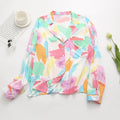 Summer Women Clothing Retro Rayon Collar Printing Loose Shirt