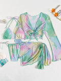 Ladies Split Bikini Tie Dye Three Or Four Piece Set Sexy Bikini