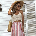 Women Summer Vacation Sleeveless Crochet Fringe Solid Crop Top Crochet hook