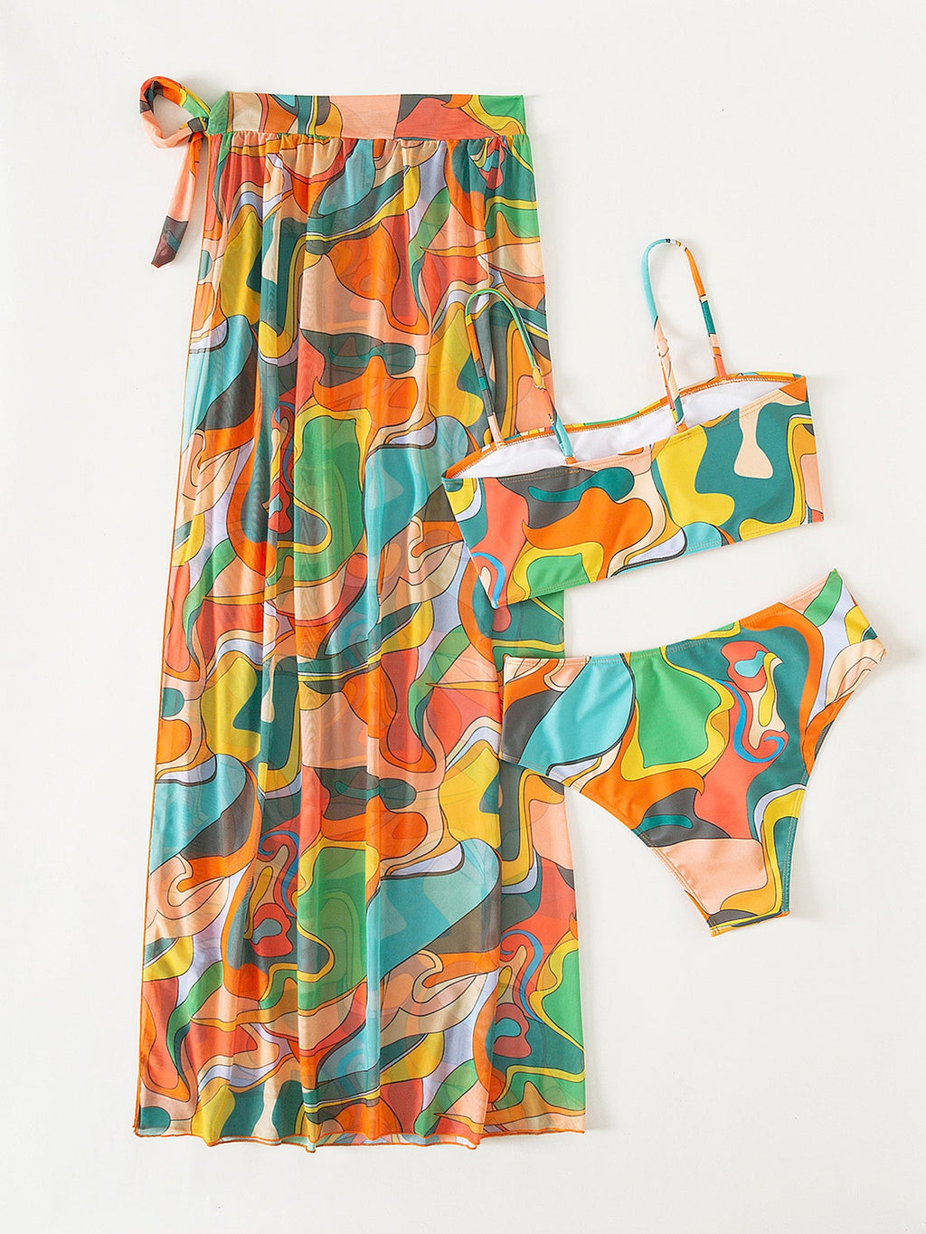 Split Swimsuit Three Piece Tube Top Bikini Sunscreen Gauze Skirt Bikini Swimsuit