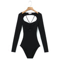 Spring Sexy Sexy Slim Fit Slimming Hollow Out Cutout Backless Tied Long Sleeves Knitted Jumpsuit Crisscross