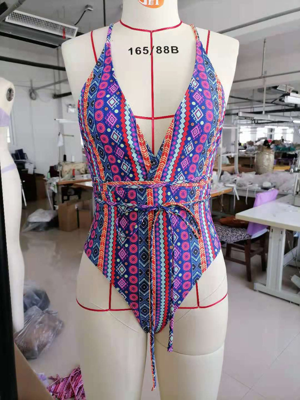 Bohemian Swimsuit Deep V Plunge Strap Sexy Backless Swimsuit Women