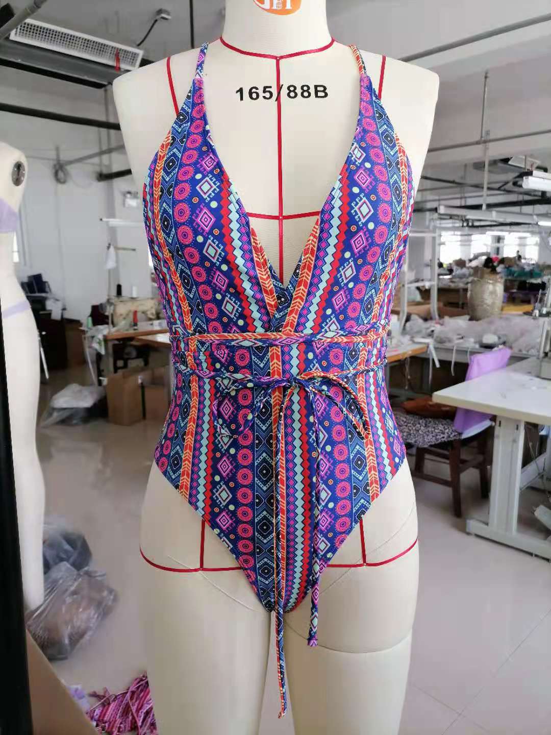Bohemian Swimsuit Deep V Plunge Strap Sexy Backless Swimsuit Women