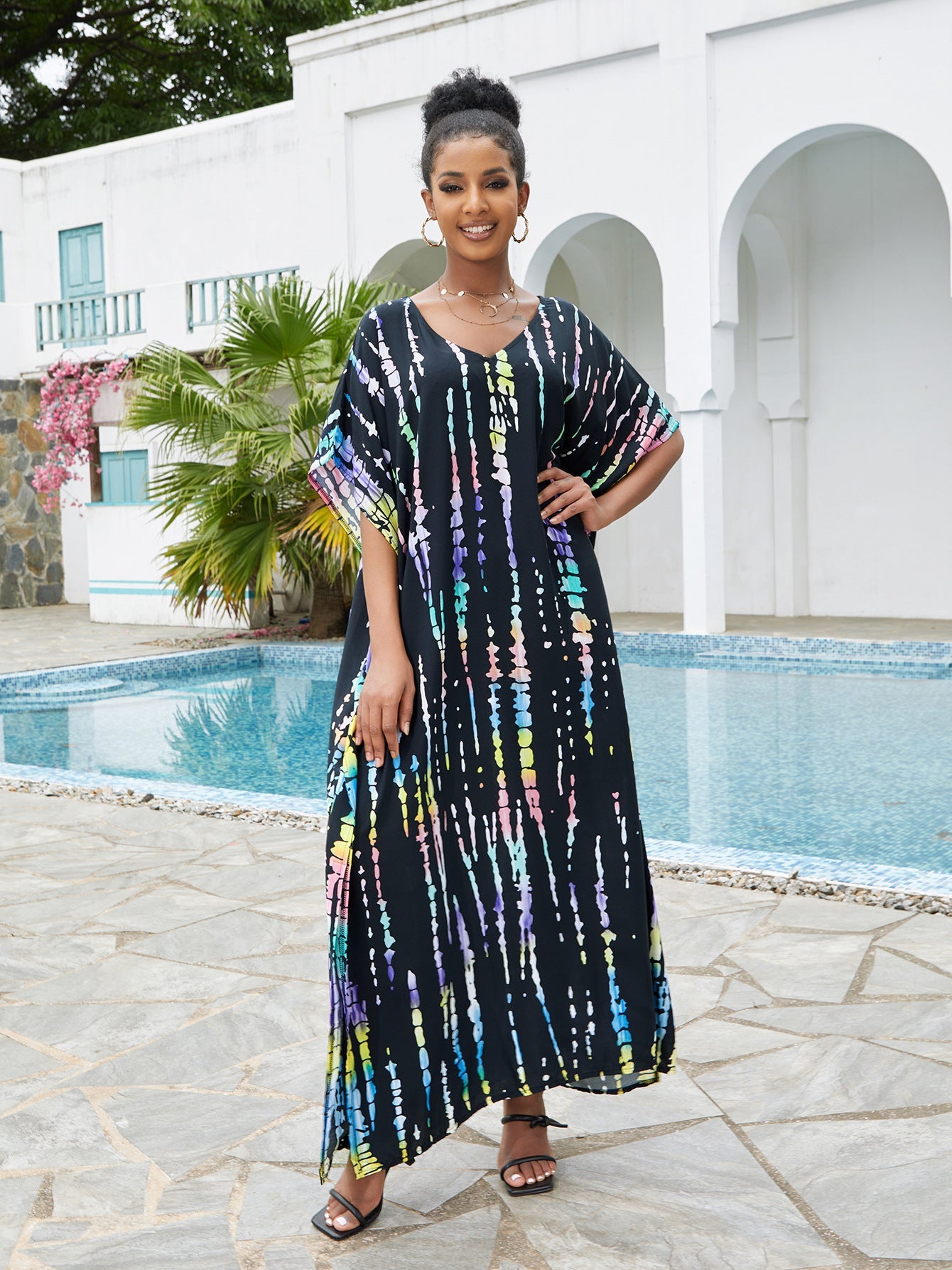 Loose Beach Cover-up Maxi Dress Loose Robe Bikini Swimsuit Outwear Sun Protection Shirt
