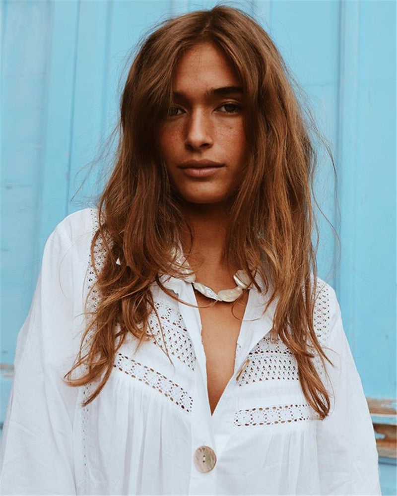 Stitching Lace Lace Shirt Beach Cover-up Sexy Cardigan Vacation Bikini Cover
