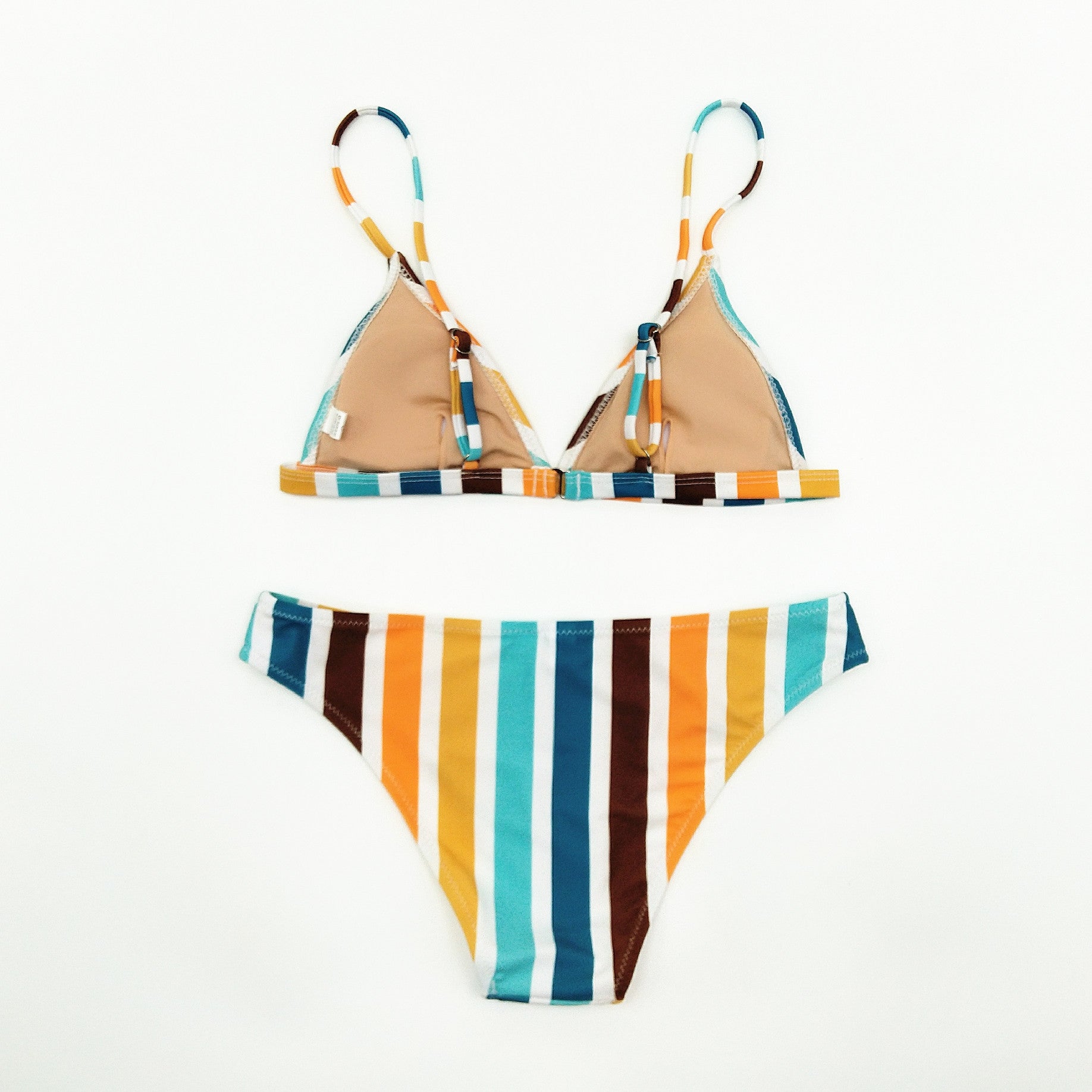 Rainbow Gray Striped Printed Swimsuit Triangle Bikini Sexy Split Swimsuit