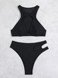 Solid Color Split Swimsuit Sexy Bikini