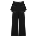 Leather Belt Short Skirt Waist Seal Work Pant Two Piece Set Drooping Wide Leg Pants Women Two Piece Set