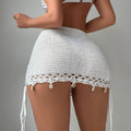 Arrival Sexy Knitted See through Side Lace up Shell Spiral Hip Skirt Vacation Sun Protection Beach Skirt Crochet hook