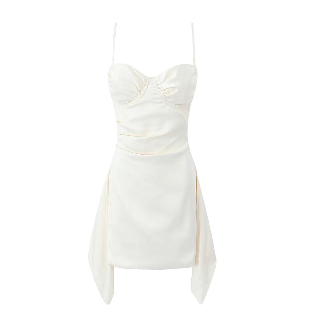 Spring Solid Color Cami Dress Side Slit Backless Sexy Dress