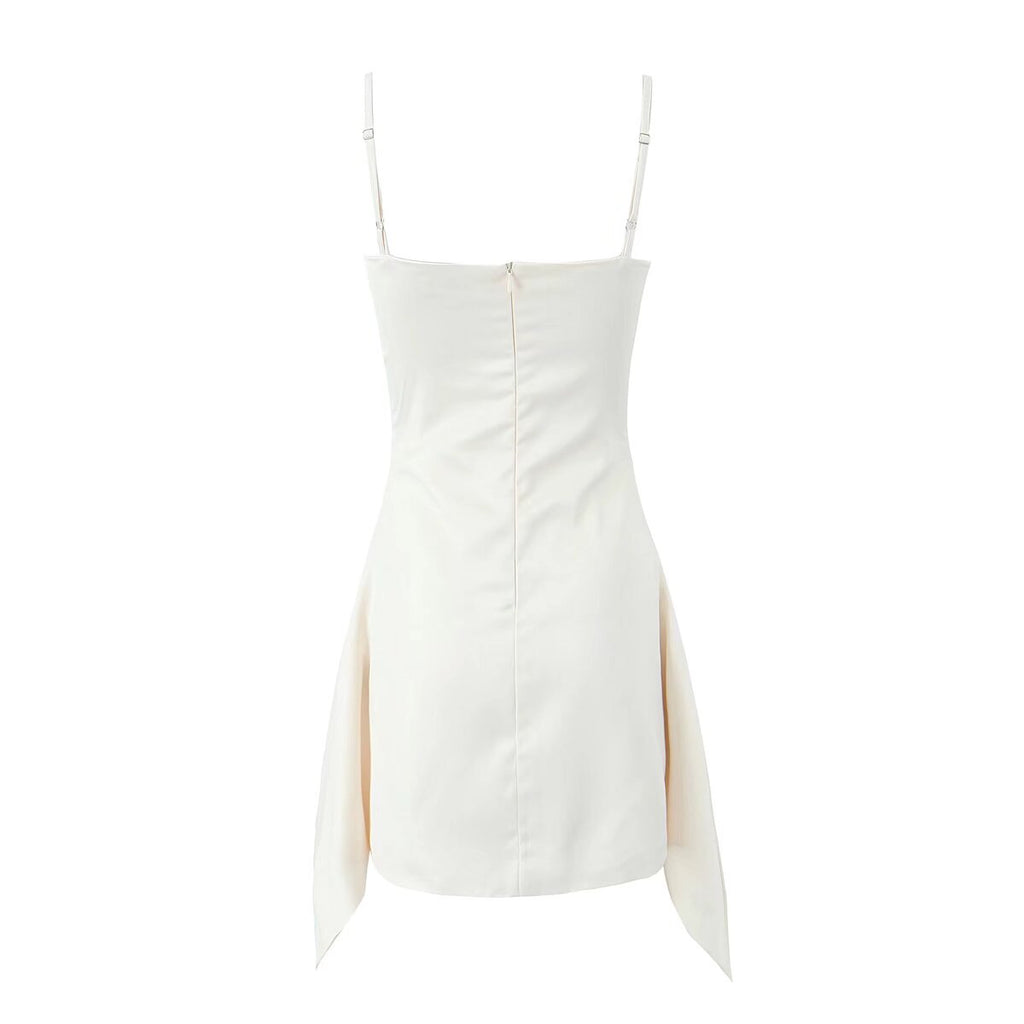 Spring Solid Color Cami Dress Side Slit Backless Sexy Dress
