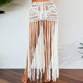 Vacation Sun Protection Hand Crocheting Lace up Beach Overskirt Hand Crocheting Hollow Out Cutout Long Fringe Skirt Crochet hook