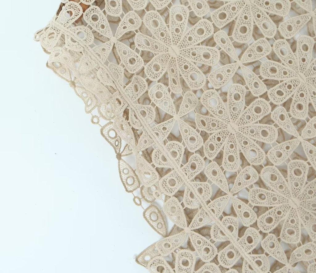 Summer Three Color Craft Floral Lace Vest Irregular Asymmetric Top