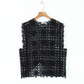 Summer Three Color Craft Floral Lace Vest Irregular Asymmetric Top
