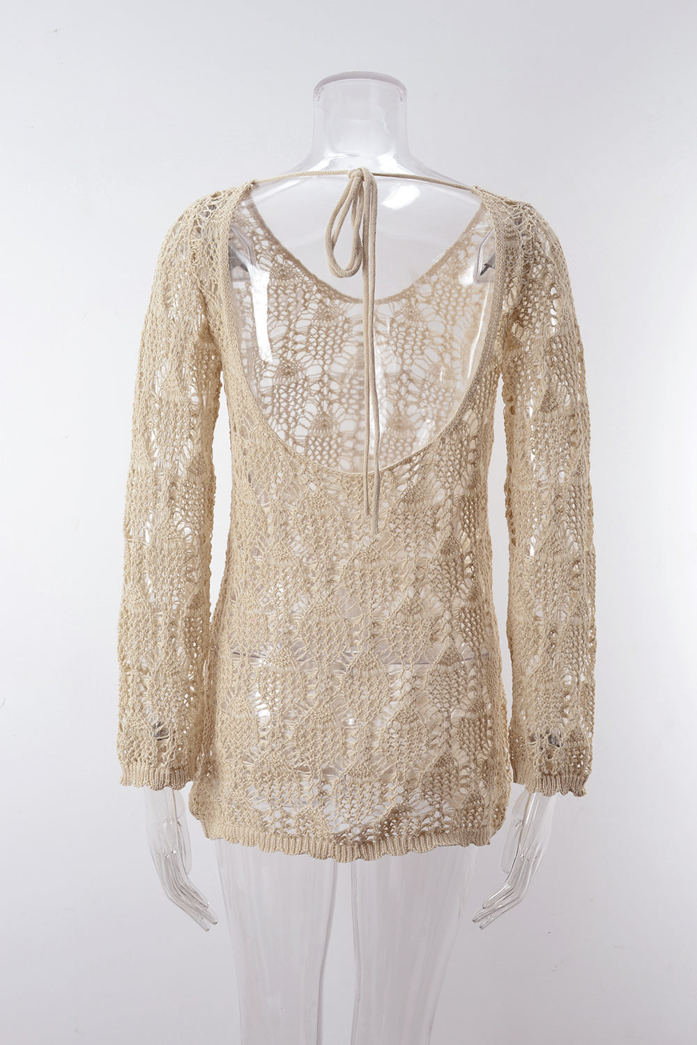 Summer Hollow Out Cutout out Stitching Beach Bikini Sun Protection Clothing Oversized Knit Blouse