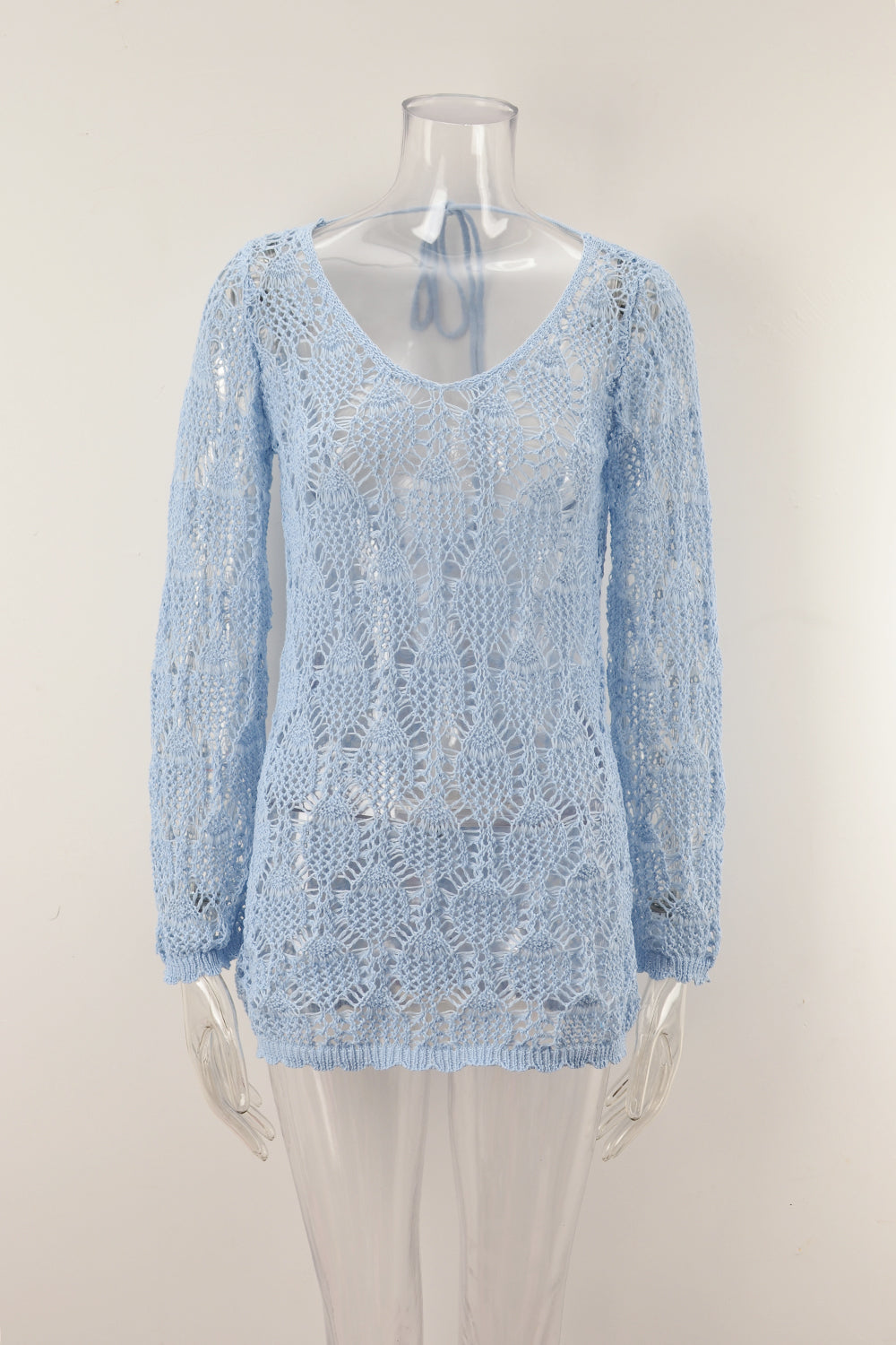 Summer Hollow Out Cutout out Stitching Beach Bikini Sun Protection Clothing Oversized Knit Blouse