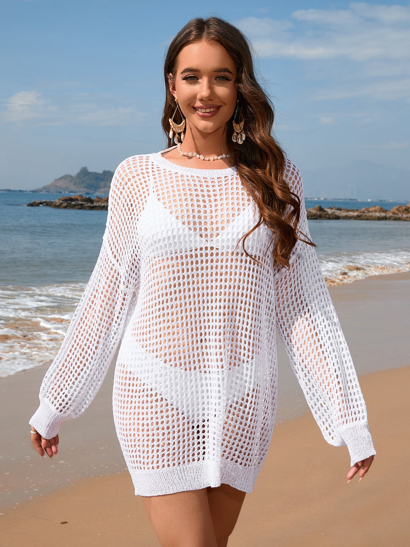 Spring Summer Backless Knitted Loose Solid Color Pullover Women Knitwear