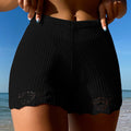 Women Clothing Hollow Out Cutout Lace Texture Solid Color Sheath Shorts Vacation Sun Protection Beach Pants Crochet hook
