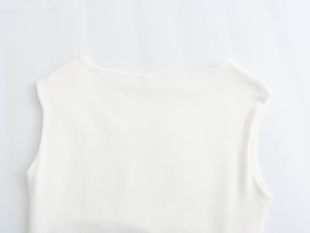 Spring Women Clothing Simple Sleeveless Boat Collar Cotton Jumpsuit
