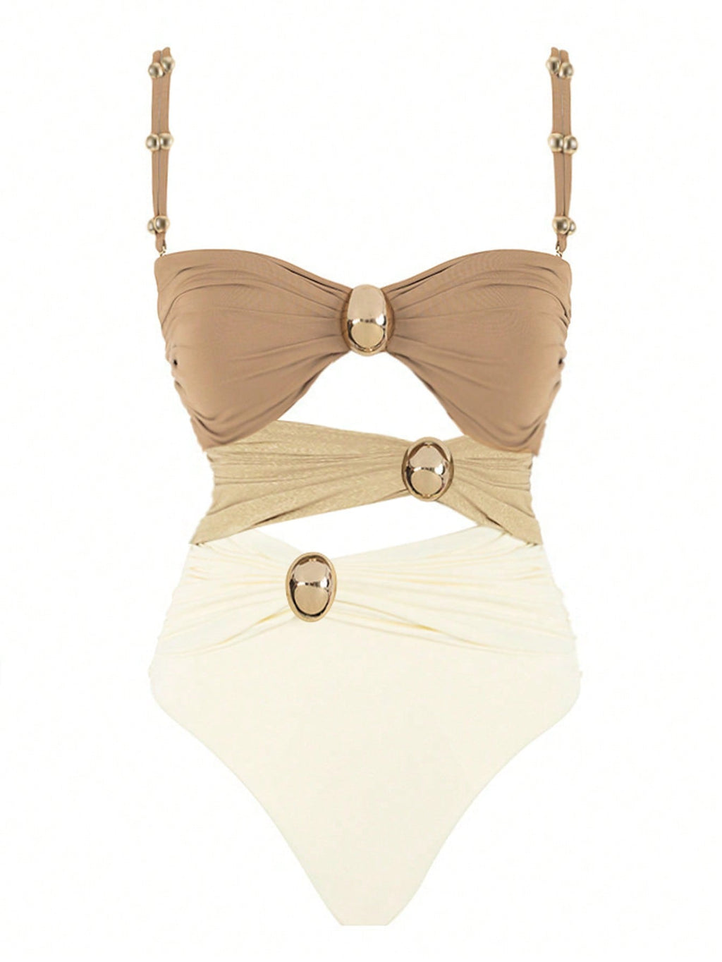 Bikinx Hollow Out Round Buckle Decor Three Color Sexy Monokini