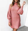 Autumn Winter Thread round Neck Long Sleeve Sheath Women Dress