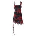 Retro Printed Irregular Asymmetric Spaghetti Strap Dress Women Summer Sexy Hip Dress