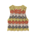 Summer Women Clothing Street Casual Hollow Out Cutout Round Sleeveless Knitwear