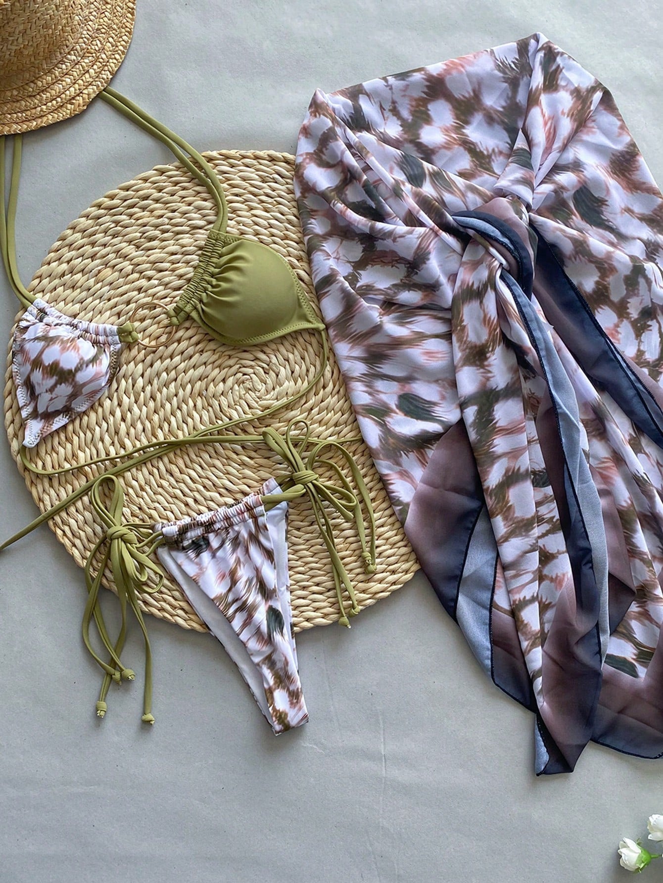 Bikinx Women Leopard Print Sexy Bandage Bikini Swimwear Set With Skirt 3pcs