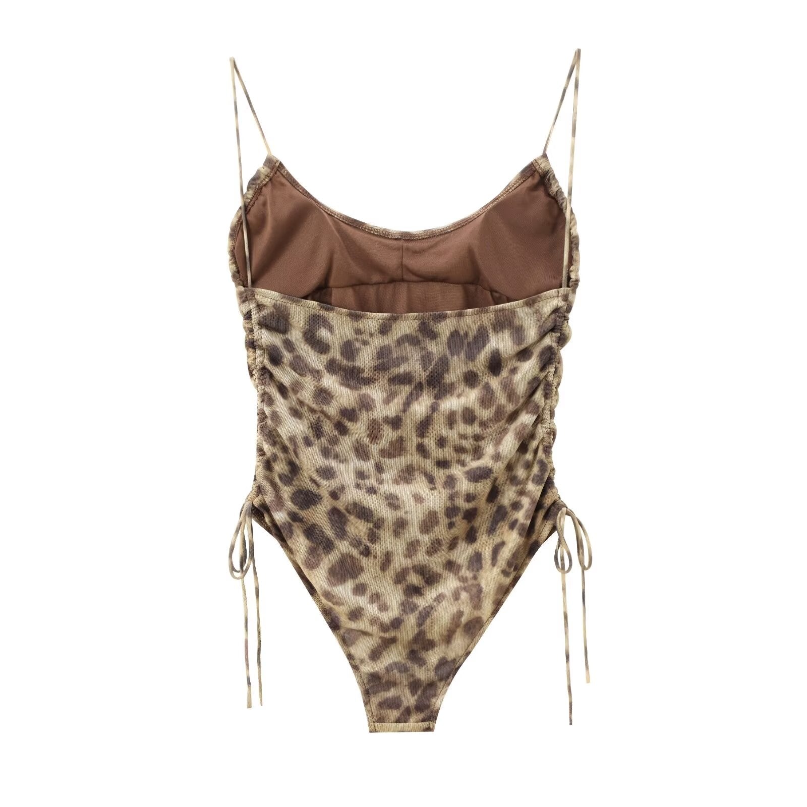 Summer Animal Pattern Printing Silk Net Pleated Decoration Slim Swimsuit