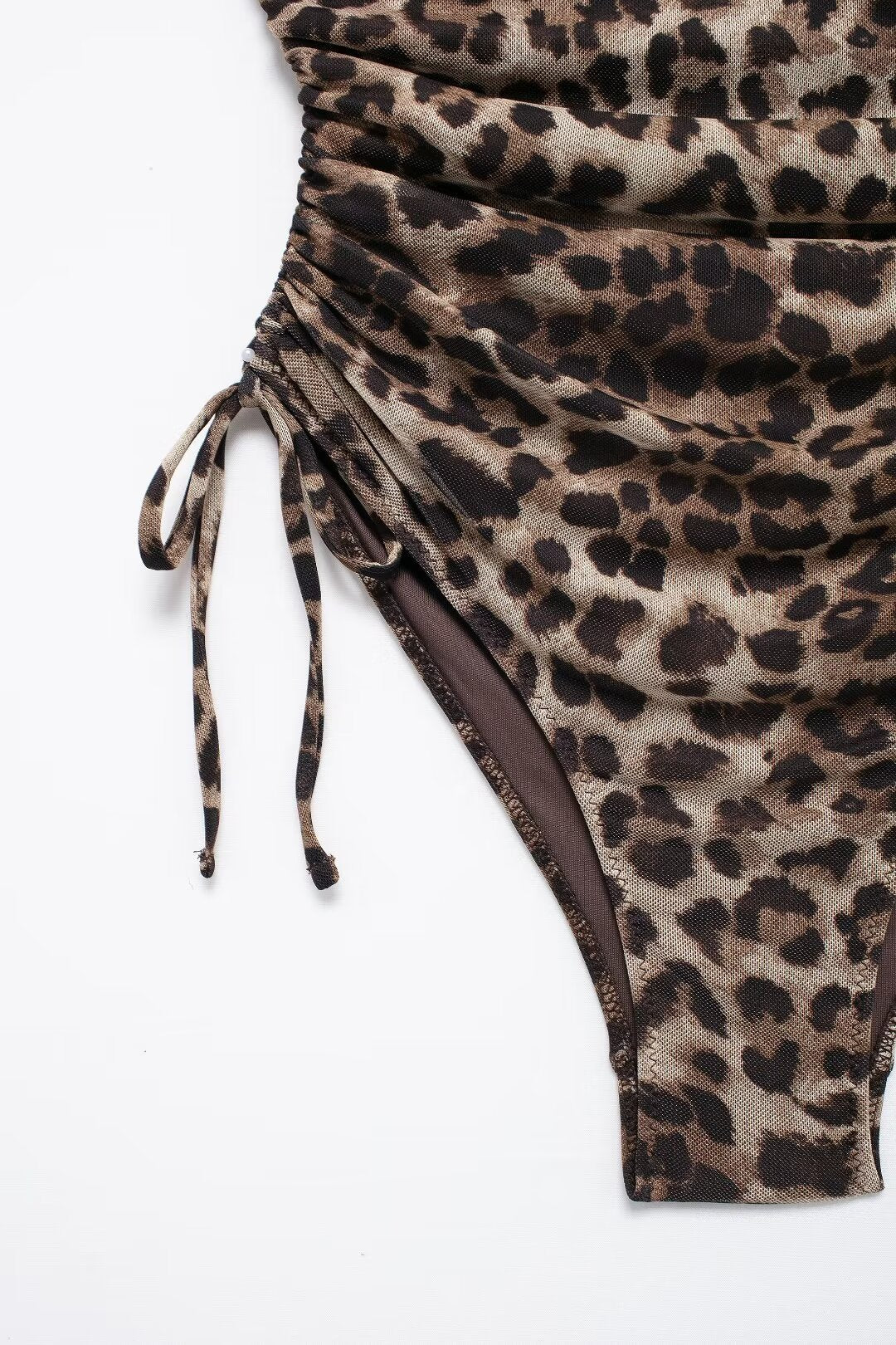 Summer Animal Pattern Printing Silk Net Pleated Decoration Slim Swimsuit