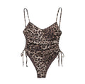 Summer Animal Pattern Printing Silk Net Pleated Decoration Slim Swimsuit