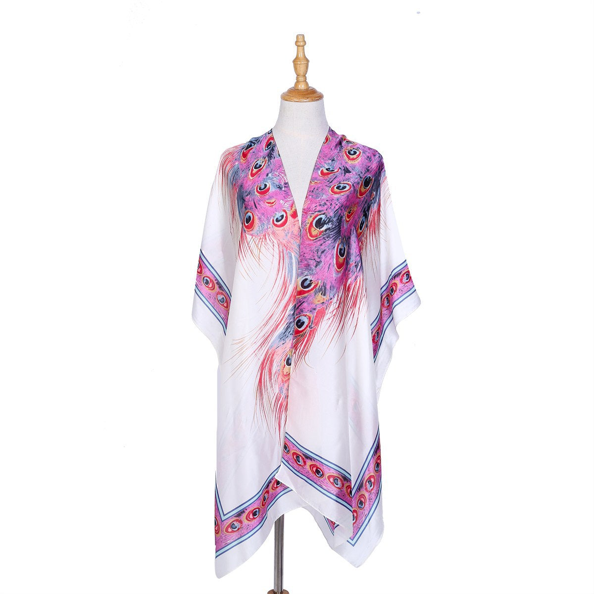 Spring Summer All Match Feather Pattern Bikini Sun Protective Blouse Swimwear Cover up