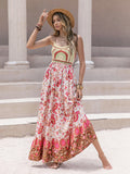 Batch Sweet Spaghetti Strap Floral Print Holiday Dress Maxi Dress Women