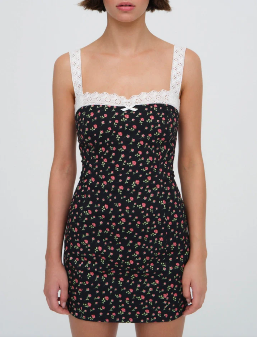 Sweet Printed Chic Lace Lace Spaghetti Strap Mini Sexy Slim Fit Backless Hip Bag Dress