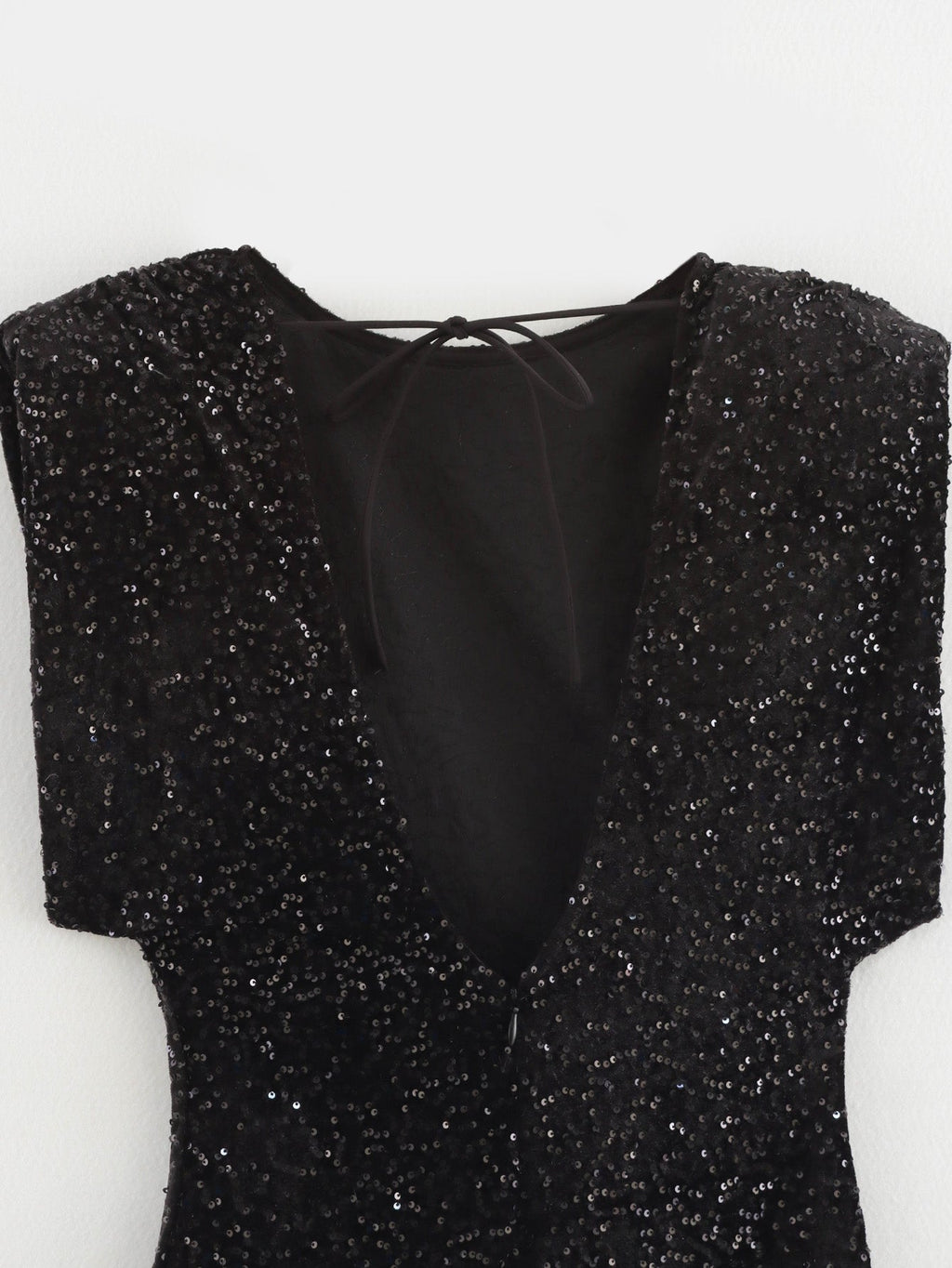 Winter Women Clothing Velvet Texture Sleeveless Back V neck Hip Dress