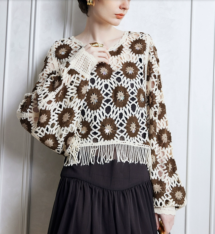 Women Spring And Autumn Floral Long Sleeve Blouse