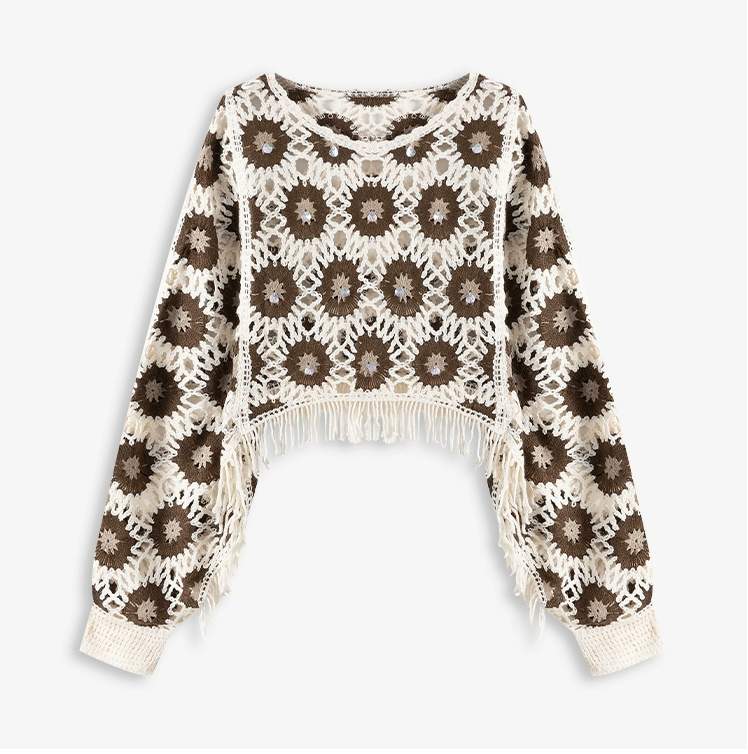 Women Spring And Autumn Floral Long Sleeve Blouse