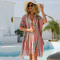 Summer plus Size Women Bikini Hollow Out Cutout Beach Tassel Sun Protection Clothing Sweater