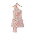 Winter Tulip Oil Color Printing Asymmetric Oblique Shoulder Vacation Casual Dress