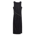 Women Clothing Elegant Slim Shiny Ornament Velvet Sleeveless Dress