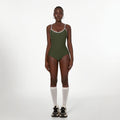 Matcha Green Swimsuit Sexy Cover Belly Slimming Simple Solid Color Nylon One Piece Women Swimsuit