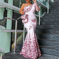 Women Clothing Dress tagram Mesh Red Printing Woven Stitching Fishtail Dress
