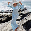Beach Dress Women Solid Color Knitted Floating Floral Beach Bikini Swimsuit Blouse Sun Protective Clothing