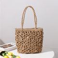 Straw Bag Hollow Out Cutout Floral Straw Bag Woven Bag Women Bag Shoulder Portable Seaside Vacation Beach Bag Rattan Weave Bag