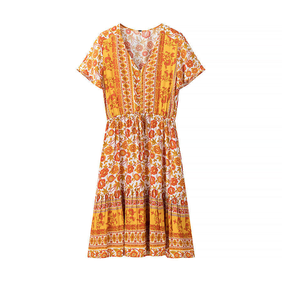 Women Clothing Best Casual Vacation Rayon Positioning Floral Print Maxi Dress