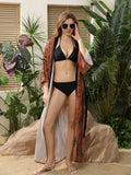 Printed Mid Length Beach Sun Protection Cardigan Women Bikini Swimsuit Outwear Blouse
