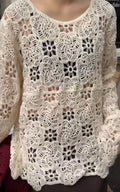 Women Mid Length Crochet Cutout Top